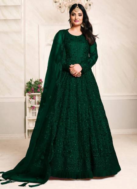 Green Colour Aanaya Vol 121 New latest Designer Ethnic Wear Net Anarkali Suit Collection 2102